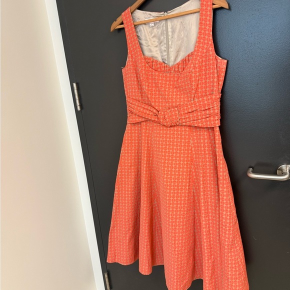 Laurel by Escada 8 EUC Orange A-Line Sweetheart Neck Mini Dress - Picture 14 of 16